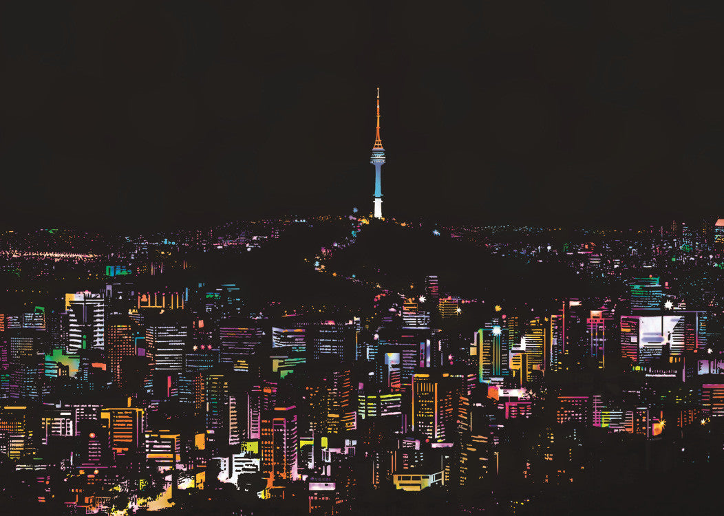Seoul Skyline scratch drawing