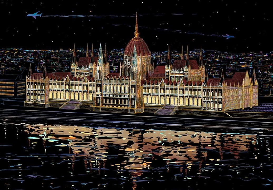 Budapest Parliament scratch drawing