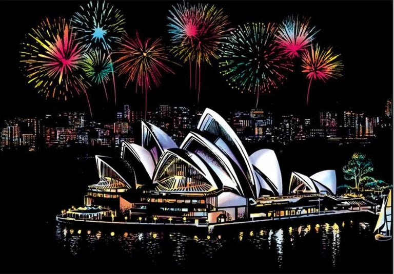 Sydney Opera house scratch darwing