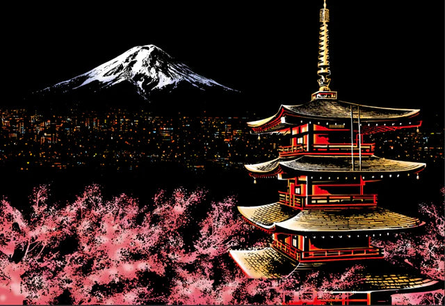 mount fuji ,Japan scratch drawing