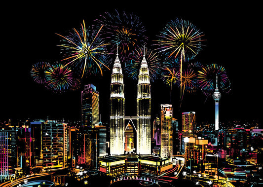 Kuala Lumpur Twin Towers scratch drawing