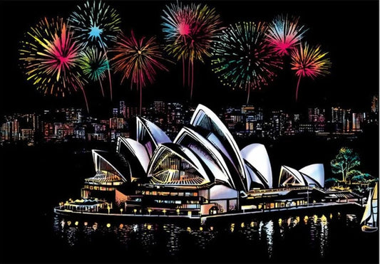 Sydney Opera house scratch darwing